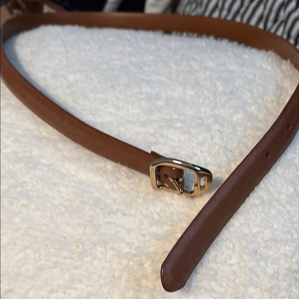 Ralph Lauren Brown Leather Belt with Silver Buckle